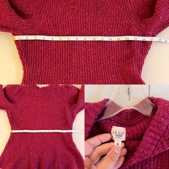 La Vie Rebecca Taylor Red Ribbed Peplum Sweater - Picture 13 of 16